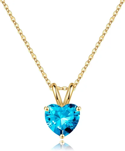 Vista 19 de SMILEST Dainty Heart Birthstone Necklace for Women, 925 Sterling Silver 01-enero-granate rojo