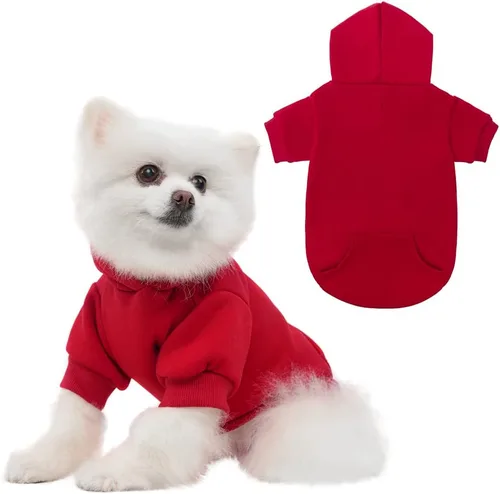 Vista 21 de KOOLTAIL Sudadera básica con capucha para perro, suave y cálida, con agujero para correa y con bolsillo, abrigo de invierno para perros, ropa