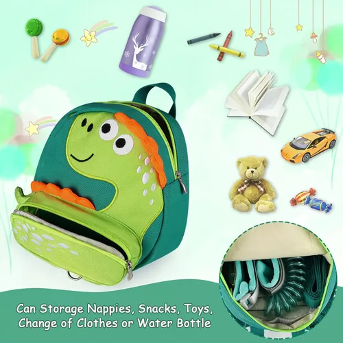Vista 3 de Accmor Mochila con arnés para niños pequeños con correa, lindas mochilas con dinosaurios con enlace antipérdida en la muñeca, lindas pulseras
