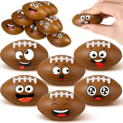 Vista 13 de Arrowbash 12 piezas de mini bolas de estrés con cara para niños y niñas, bolas de espuma para apretar con cara divertida deportiva para alivio