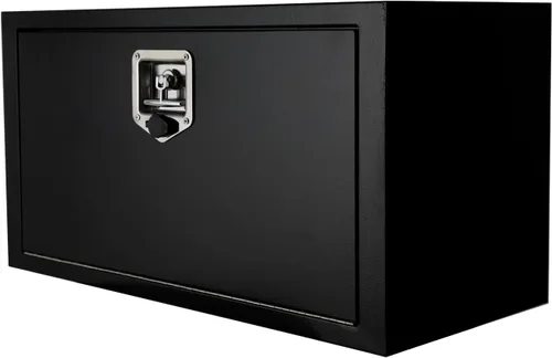 Vista 21 de 24"X18"X18" Black Steel Truck Underbody Flatbox Pickup Tool Box RV ATV Trailer Storage Tools with T-Handle Latch, Job Tool Chest