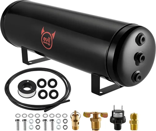 Vista 13 de EVIL ENERGY Kit de tanque de aire de 2.5 galones, 6 puertos, 1/4" NPT 200PSI, clasificado para camión, automóvil, bocina de aire, inflado