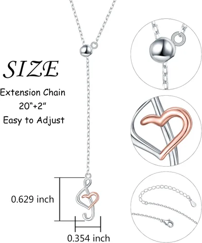Vista 6 de (Dije para collar de nota musical) De plata de ley 925 para mujeres y niñas, 18.0 in