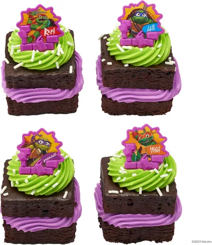 Vista 6 de DecoPac Anillos de poder de tortugas ninja mutantes adolescentes, decoraciones de cupcakes para fiestas de cumpleaños, pasteles y celebraciones