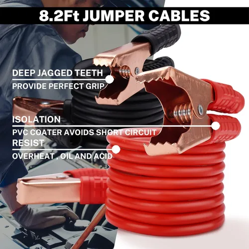 Vista 4 de Kit de emergencia para automóvil con cables de arranque de batería, accesorios de automóvil para hombres o mujeres, kit de emergencia