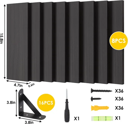 Vista 4 de Fixwal - Estantes flotantes, ancho 4.7 pulgadas, juego de 8 estantes de pared de madera rústica, estantes de almacenamiento de pared