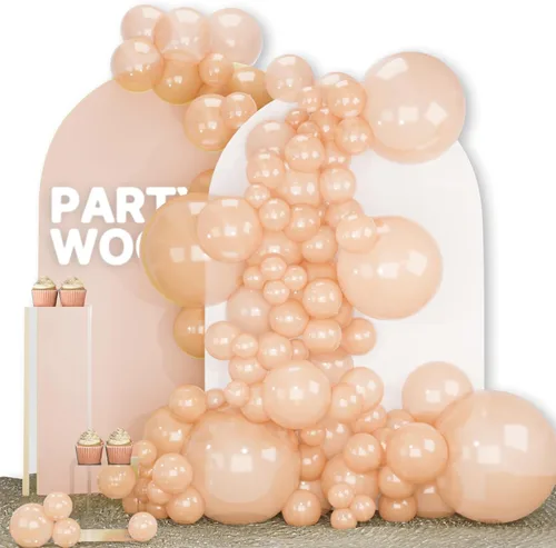 Vista 83 de PartyWoo - Globos nude de 140 piezas en diferentes tamaños de 18, 12, 10, 5 pulgadas, kit de arco de globos de color neutro y melocotón estilo boho