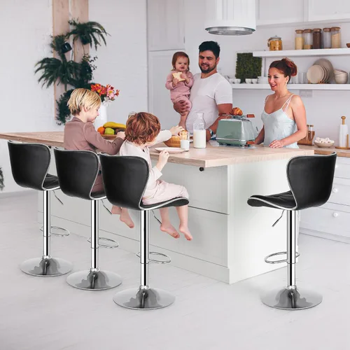 Vista 2 de ZENY Juego de 2 taburetes de bar giratorios ajustables, taburetes de bar de altura de mostrador con respaldo, juego de taburetes altos con respaldo