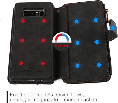 Vista 8 de MODOS LOGICOS Funda para Samsung Galaxy Note 8, [Cartera desmontable Folio] [2 en 1] [Almacenamiento de efectivo con cremallera]