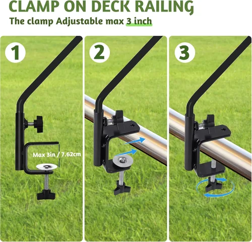 Vista 3 de ERYTLLY Gancho de cubierta de alcance extendido para poste de pared, gancho extensible y soporte de pared de 43 pulgadas para colgar comedero