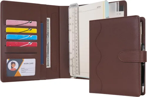 Vista 14 de WASON Carpeta de piel sintética A5 PU, Diario de anillo de cartera con papel punteado, Cuaderno rellenable para papel tamaño A5, Libreta