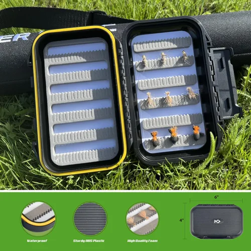 Vista 4 de Kit de inicio de combo de caña y carrete de pesca con mosca MASTER LOGIC, caña de pesca con mosca de grafito con mango de corcho, carrete