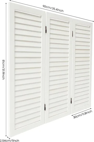 Vista 2 de Separador de habitación de madera, 3 paneles, pantalla de privacidad plegable corta de 2.6 pies de alto, particiones de habitación independientes