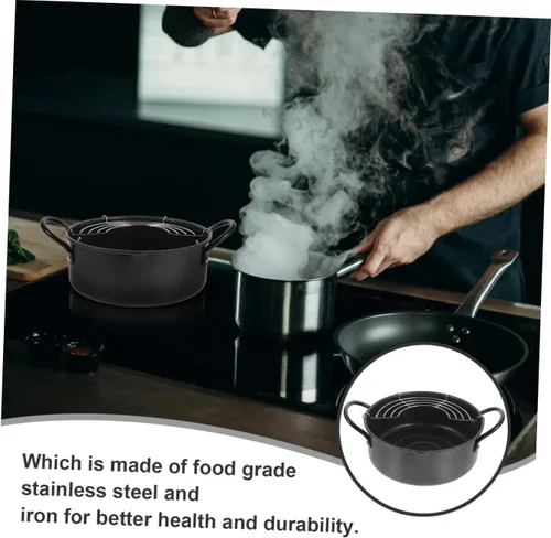 Vista 7 de Hemoton Freidora portátil Tempura sartén estilo japonés sartén sartén sartén tempura freidora con escurridor de aceite para pollo camarones papas
