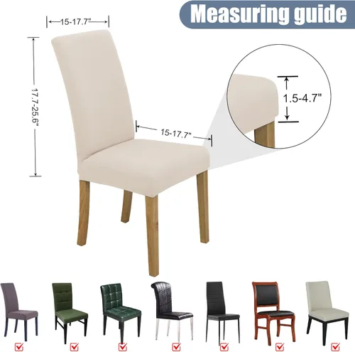 Vista 5 de BIETYONE - Fundas para sillas de comedor, juego de 2 fundas para sillas de comedor o cocina, lavables, protectoras, para sillas Parsons
