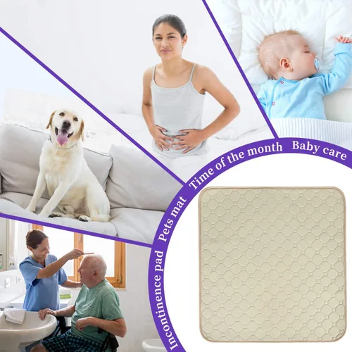 Vista 5 de Almohadillas de cama para adultos para incontinencia, lavables, suaves, de protección contra la humedad, súper absorbentes, impermeables, protector