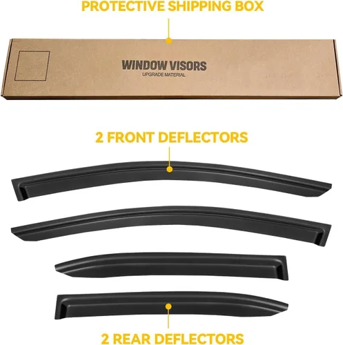 Vista 446 de Visera de ventana para Jeep Cherokee 1984-2001 (Excluye Modelo Limited), Protectores Guards Shields de lluvia de canal exterior, Deflector