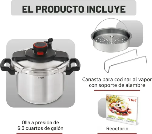 Vista 2 de Olla a presión eléctrica T-Fal 12 en 1, multifuncional programable con 25 programas integrados inteligentes, olla de cerámica antiadherente