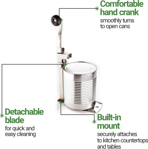Vista 10 de Restaurantware Met Lux - Abrelatas comercial de 18 pulgadas, 1 abrelatas industrial de alta resistencia, base atornillada, mango ergonómico