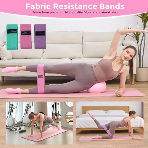 Vista 3 de Home Pilates Kit Pilates Equipment Set, Better Yoga Pilates Essentials Kit for Women with 14.5" Pilates Ring, Ball, Resistance Bands, Ankle Weights