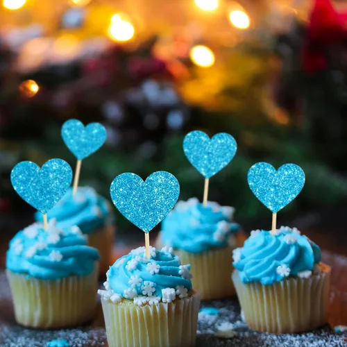 Vista 7 de Gyufise 30 piezas de adornos para cupcakes con purpurina de amor dulce para cupcakes, decoración de pasteles para el día de San Valentín, decoración