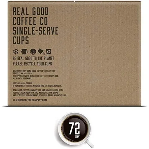 Vista 3 de Real Good Coffee Company - Cápsulas de café de un solo uso - Café orgánico extra oscuro - Compatible con K-Cup incluyendo cafeteras Keurig 2.0