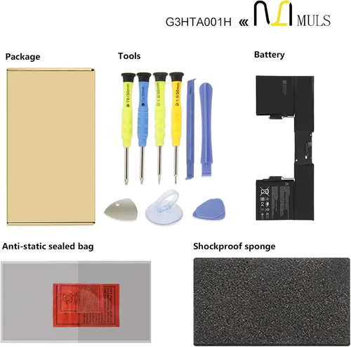 Vista 5 de MULS 93HTA001H G3HTA001H - Batería de repuesto para teclado Microsoft Surface Book 1ª generación 1785 con batería de herramientas 8030mAh 60.8Wh
