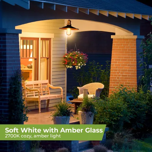 Vista 3 de Sigalux Bombillas LED Edison regulables equivalentes a 40 vatios, bombilla E26 2700K blanco cálido, bombillas LED vintage ST58 de vidrio ámbar, 90+