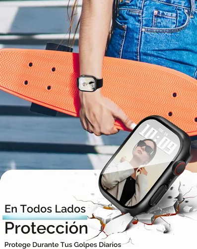 Vista 6 de JR.DM - Juego de 2 fundas de policarbonato duro de 38 mm con protector de pantalla de vidrio templado HD para Apple Watch Series 3/2/1, protector