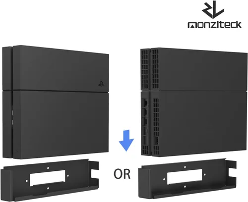 Vista 4 de Monzlteck Soporte de pared para PS4 original (modelo antiguo), cerca o detrás de TV, ahorro de espacio