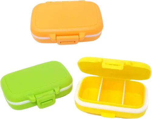 Vista 5 de Honbay 2PCS Vitamin Organizer Box Portable Small Pill Case with 3 Removable Compartments for Travel or Daily Use
