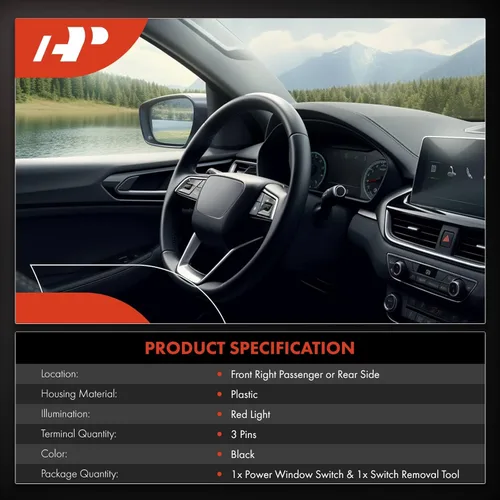 Vista 2 de A-Premium Interruptor de ventana eléctrico compatible con Volkswagen Jetta 2005-2017, Passat 2006-2017, Touareg 2004-2017, Golf 11-13, Tiguan