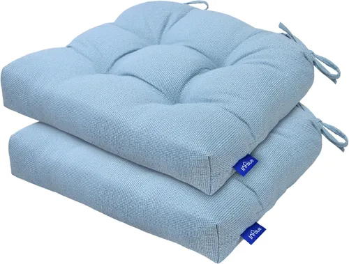 Vista 85 de Cojines de mimbre copetudos de 3 piezas para muebles de patio, cojines de mimbre para sillas de exterior con lazos, cojines de mimbre repelentes al