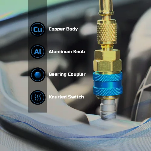 Vista 6 de Lichamp Kit de recarga de refrigerante R1234yf, AC R134a 1234yf Gauge Set incluye adaptadores y grifos de lata, B201