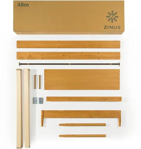 Vista 8 de Zinus Allen Marco de Cama de Plataforma de Madera de Mediados de Siglo/Base de Madera Maciza/Soporte de Listones de Madera/No Se Necesita