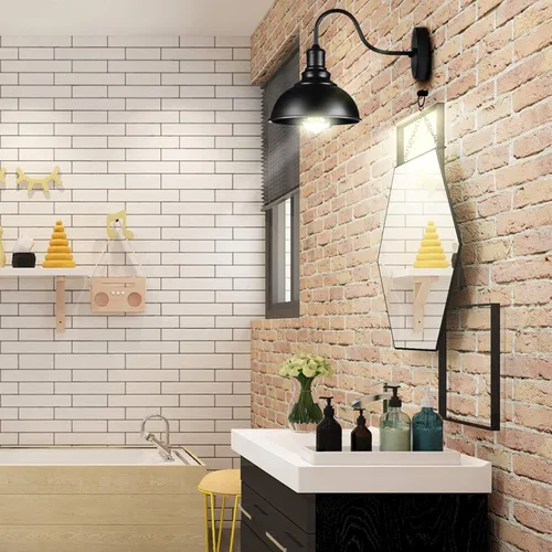 Vista 7 de YeLEEiNO Lámparas de pared, aplique de pared negro, iluminación de granero, lámpara de pared industrial vintage de granja E26, lámpara de pared LED