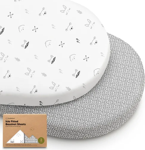 Vista 13 de Paquete de 2 sábanas impermeables para moisés para niño y niña, 33 x 17 pulgadas, funda protectora de colchón de moisés de bebé, viscosa derivada