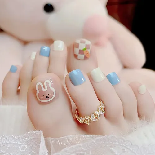 Vista 59 de Uñas postizas acrílicas artificiales negras para los dedos de los pies, ataúd a presión con diseños de flores blancas, uñas postizas reutilizables