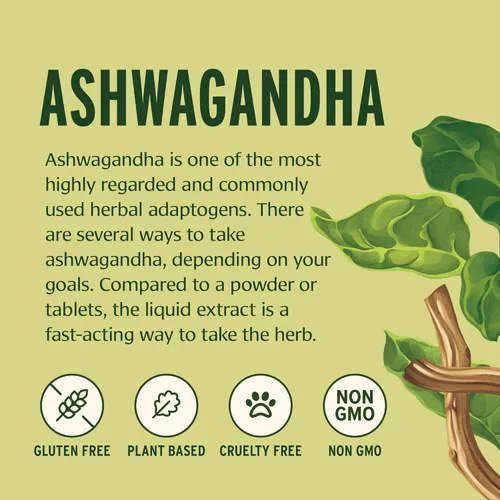 Vista 3 de Banyan Botanicals Extracto líquido orgánico de Ashwagandha – Gotas de Ashwagandha de hierbas de acción rápida – para una energía equilibrada
