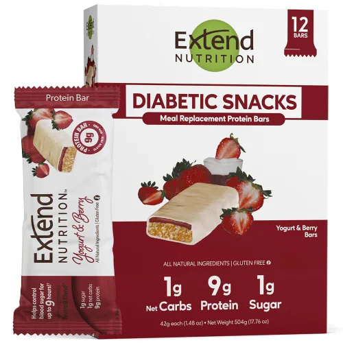 Vista 13 de Barras de proteína sin azúcar Extend, perfectas como snacks para diabéticos, alto contenido en proteínas y fibra, control del hambre y energía