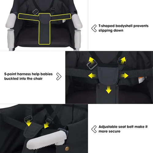 Vista 4 de Silla de Enganche para Silla, VEEYOO Silla Alta con Clip Plegable Mesa Rápida con Bolsa de Almacenamiento, Asiento Portátil de Alimentación