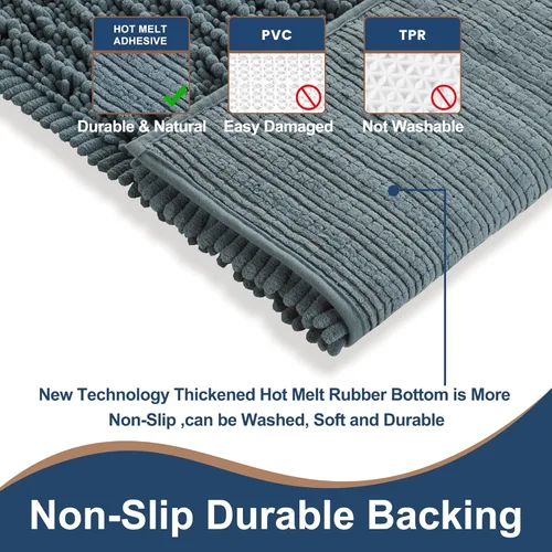 Vista 90 de FLOLEOPA Alfombras de baño de microfibra suave y esponjosa, tapetes de baño absorbentes, antideslizantes, lavables a máquina y de secado rápido