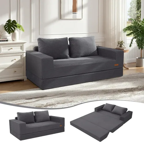 Vista 11 de COMAX Sofá cama futón, sofá cama convertible 4 en 1, sofás plegables sin hueso para sala de estar, plegable pequeño sofá biplaza plegable en el Verde