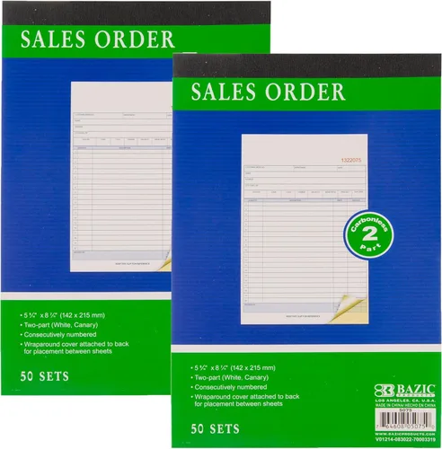 Vista 6 de BAZIC Products Libro de pedidos de ventas, 50 juegos de 5 9/16 "x 8 7/16" 2 partes sin carbono, blanco y cubierta envolvente encuadernada