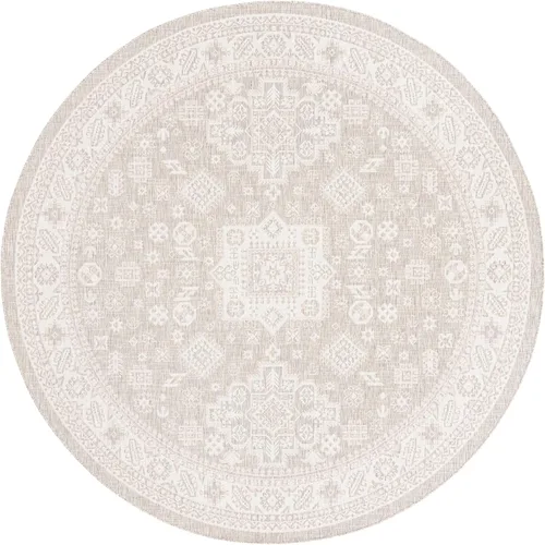 Vista 178 de Unique Loom Outdoor Aztec Collection Alfombra de área - Chalca (10 pies, redonda, azul/marfil)