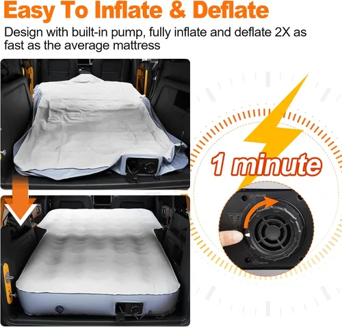 Vista 4 de Colchón de aire SUV de 65 pulgadas para maletero de SUV, colchón inflable ultra grueso de 10 pulgadas para SUV, colchón de aire SUV cama