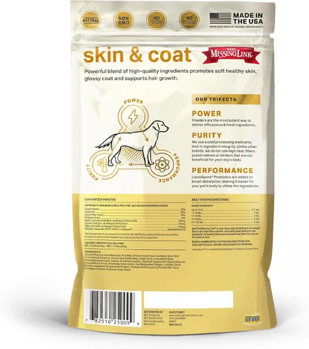 Vista 4 de The Missing Link Suplemento de Piel y Pelaje + Probióticos Bolsa de 1 Libra – Potente Polvo de Superalimento para Perros que Apoya la Piel Saludable