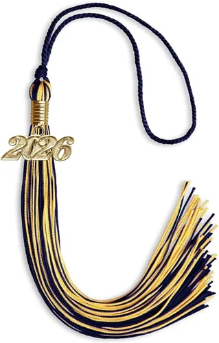 Vista 291 de Endea Graduation - Borla de doble color mixto con fecha dorada (negro/dorado antiguo, 2021)