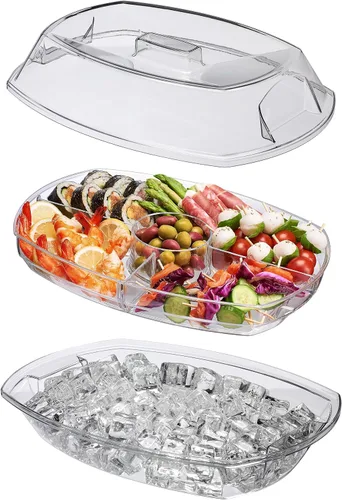 Vista 4 de Prodyne Plato de fiesta de hielo, 15 1/2 x 11 x 6 pulgadas, transparente