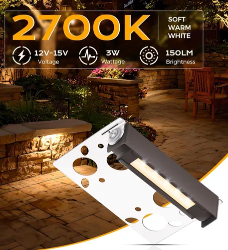 Vista 2 de CLOUDY BAY [Paquete de 6] Luz de pavimentadora de bajo voltaje de 4 pulgadas, 12V-15 VAC/CC, luces de pared de contención al aire libre, IP65 2700K